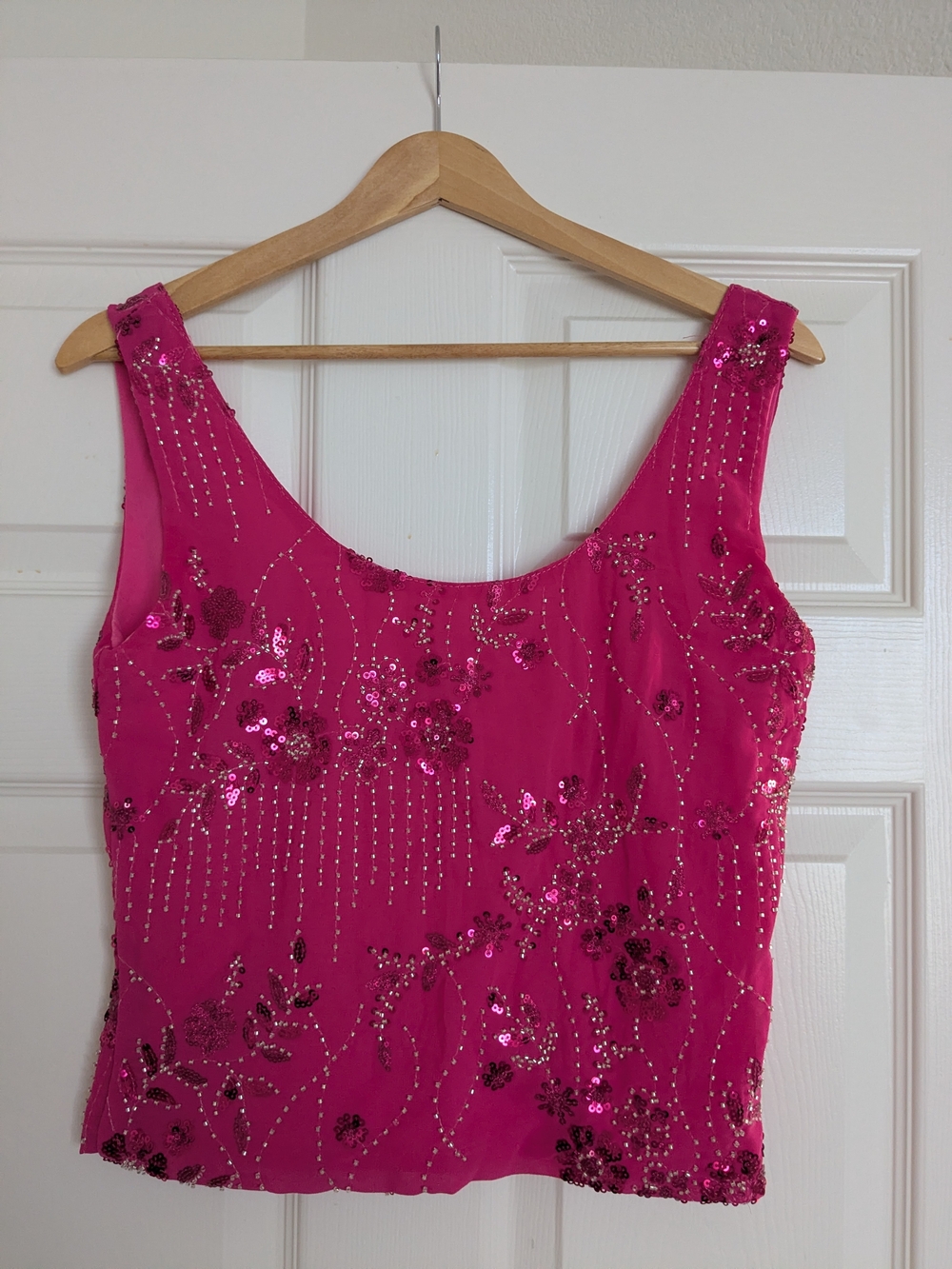 Women’s Fuchsia Sequin Y2K-Inspired Tank Size M